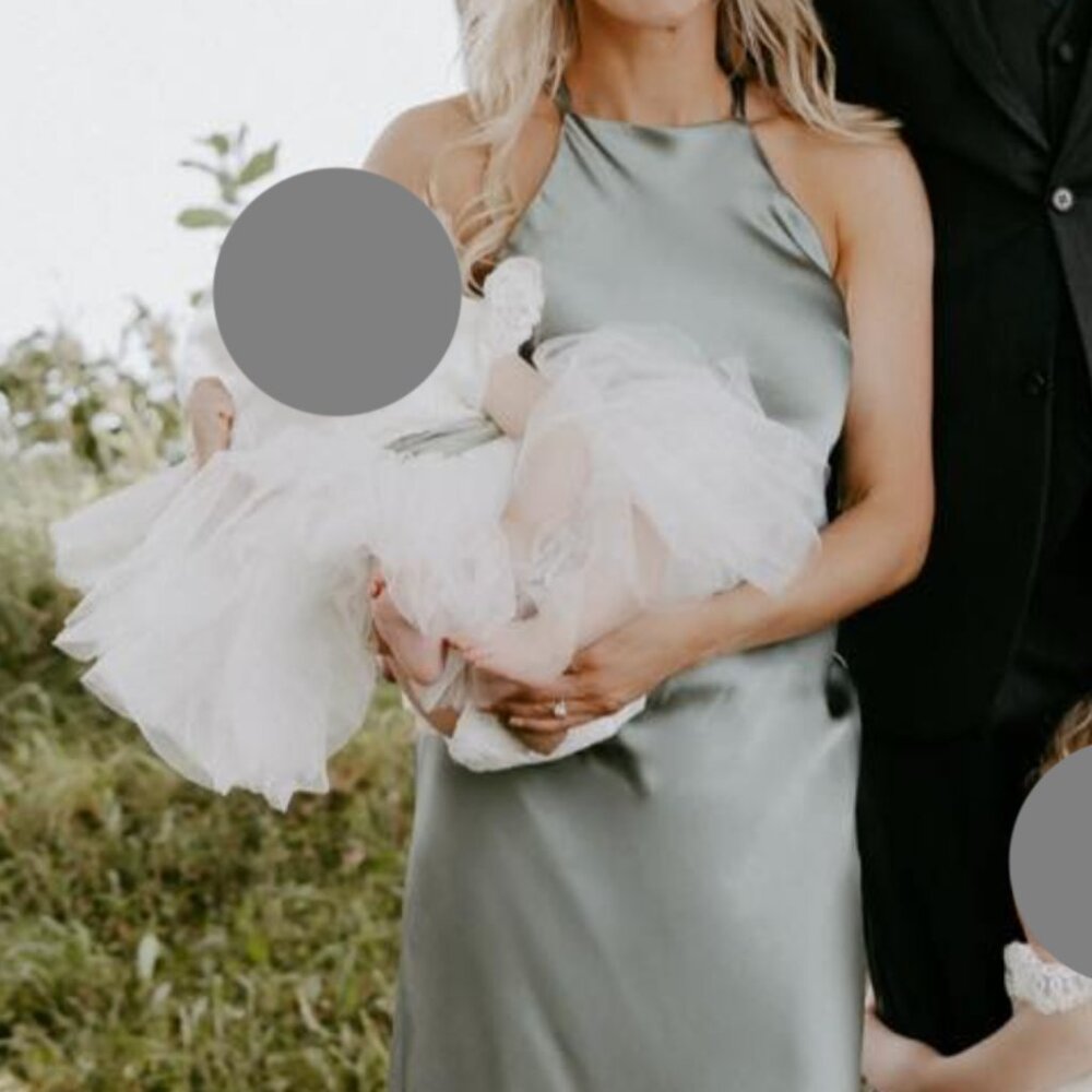 Mori Lee Madeline Gardner Moss Luxe Satin - High Neck Bridesmaid Dress - Picture 4 of 4